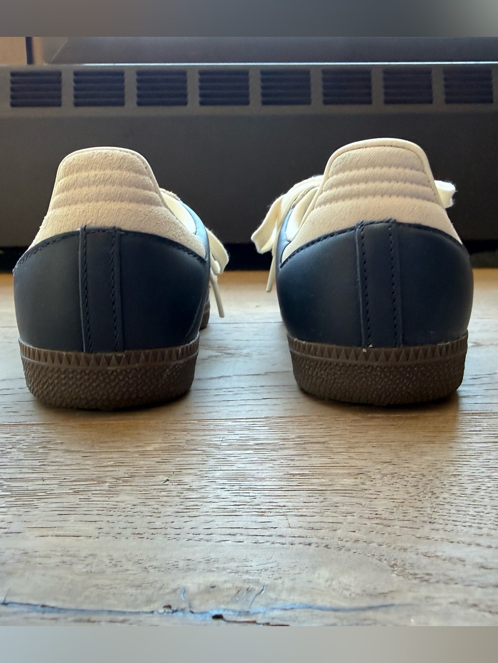 adidas Samba Navy and White Leather Sneakers with Brown Gum Sole - Picture 4 of 6